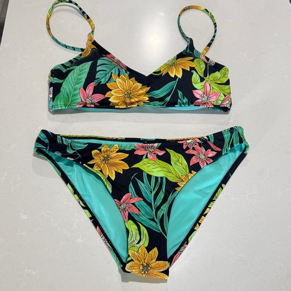 Hurley Floral Bikini with Black and Green